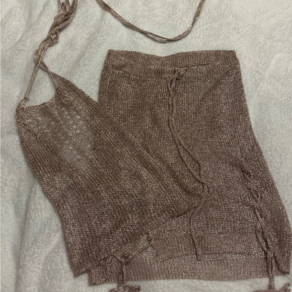 Hot & Delicious Dresses & Skirts - Metallic Knit 2-Piece Set (Top + Skirt) ✨ Size S/M